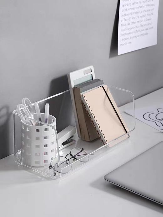 日本霜山透明桌面置物架省空间ins化妆品收纳架子塑料零食收纳盒 商品图2