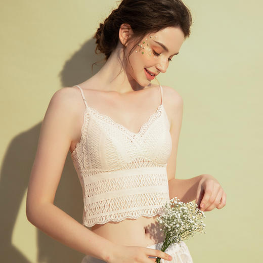 【如画文胸】固定三角杯 轻薄不移位加长下摆 可内搭可外穿肌理感蕾丝 弹软柔滑_2106 商品图2