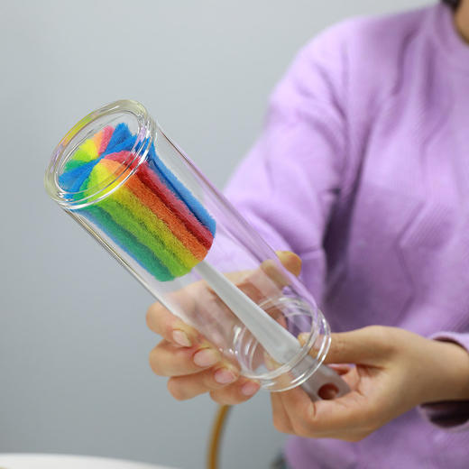 长柄彩虹清洁百洁布刷  百洁布杯刷奶瓶刷子杯子刷玻璃杯水杯刷洗3.78 商品图1