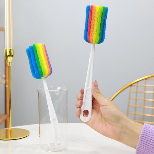 长柄彩虹清洁百洁布刷  百洁布杯刷奶瓶刷子杯子刷玻璃杯水杯刷洗3.78 商品图2