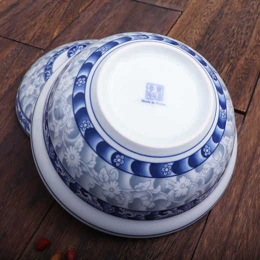 韩国参宝进口青花瓷盖碗家用汤面碗中韩式餐具保温大号面碗 商品图2