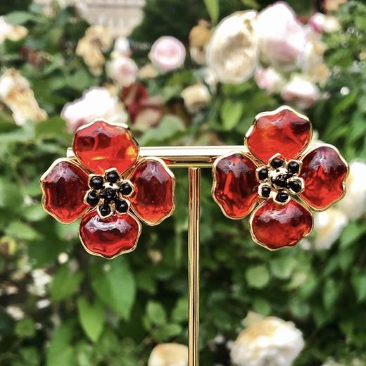 订购4个月到｜Gripoix Paris-Poppy Flower-耳环［法国设计师］ 商品图2