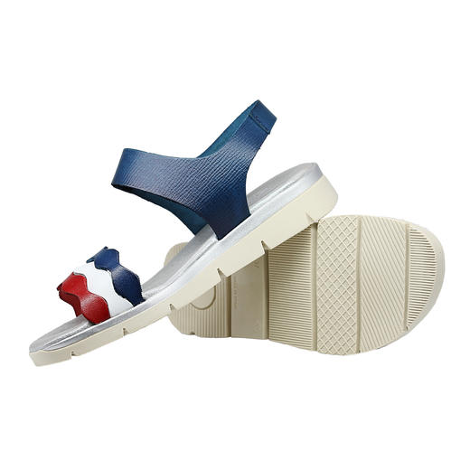 限时特价——西班牙原产优雅超舒适女士皮凉鞋12250-蓝白红法兰西风情 商品图4