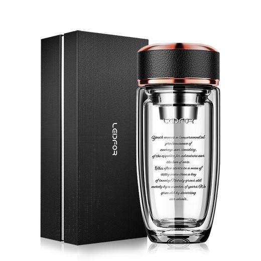 雷德夫双层玻璃杯男士 保温高档商务杯子办公室 水杯透明车载茶杯 滤茶器 防烫手 水杯 商品图3