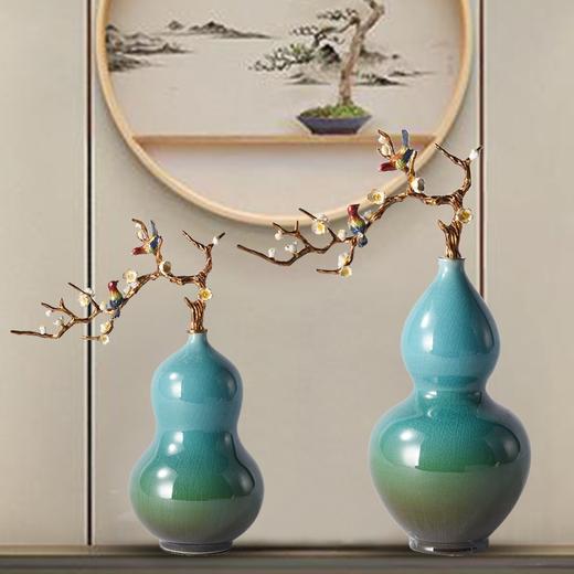 E-RX-RD5255/6145 珐琅+陶瓷葫芦新中式珐琅彩轻奢葫芦风水摆件家居陈设新房送礼 商品图3