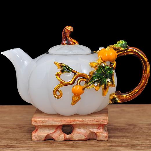 茶道套装办公室摆件功夫茶具琉璃玉珐琅彩工艺品 事事如意茶具 送礼佳品 茶具 茶杯 茶壶 商品图2