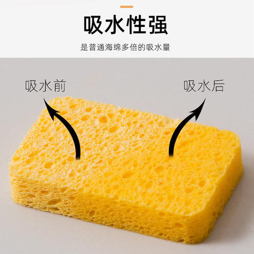 【8片装】洗碗海绵木浆棉 厨房用品不沾油木浆海绵块吸水清洁工具 商品图4