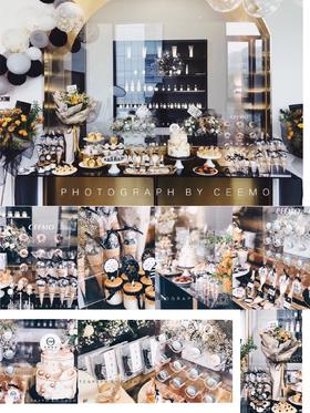 开业金色系甜品台