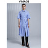 VIMAGE纬漫纪夏季新款显瘦显高翻领收腰中长款衬衫裙V1507120连衣裙 商品缩略图3
