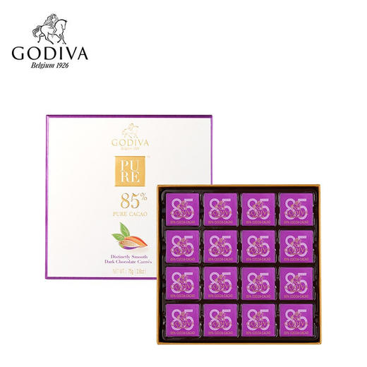 比利时歌帝梵85%黑巧克力礼盒75g/72%黑巧克力80g 浓醇黑巧克力16片装 043671/043670 商品图3
