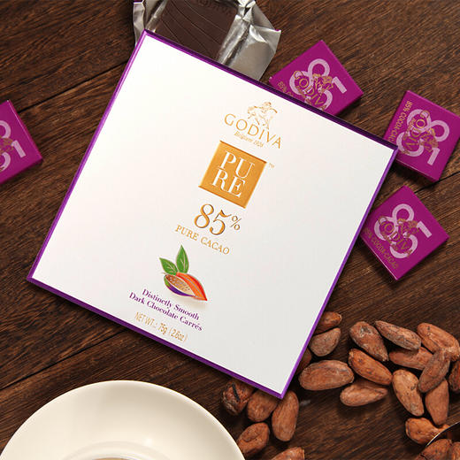 比利时歌帝梵85%黑巧克力礼盒75g/72%黑巧克力80g 浓醇黑巧克力16片装 043671/043670 商品图1