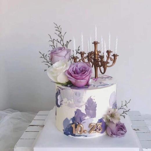 紫色鲜花蛋糕 商品图0