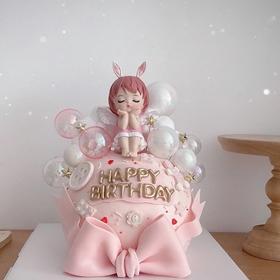 安妮宝贝粉色主题蛋糕