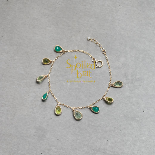 spoiled brat jewelry彩色宝石系列 |  绿色系橄榄石绿玉髓葡萄晶手链 商品图3
