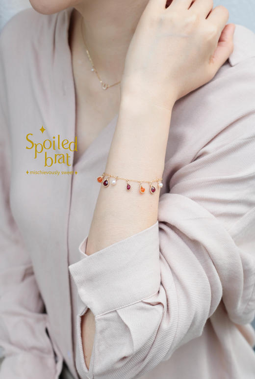spoiled brat jewelry彩色宝石系列 |  绿色系橄榄石绿玉髓葡萄晶手链 商品图9