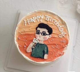 奶油霜手绘男士主题蛋糕