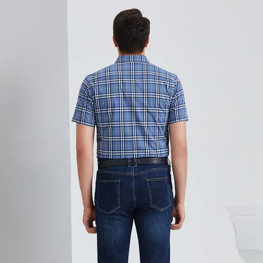 YvesFigarau伊夫·费嘉罗夏季新款商务休闲格纹舒适透气短袖衬衫912466 商品图3