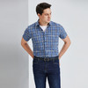 YvesFigarau伊夫·费嘉罗夏季新款商务休闲格纹舒适透气短袖衬衫912466 商品缩略图2