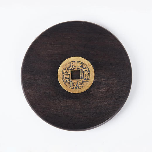圆形五帝铜钱酸枝&紫光檀杯垫套装 商品图2