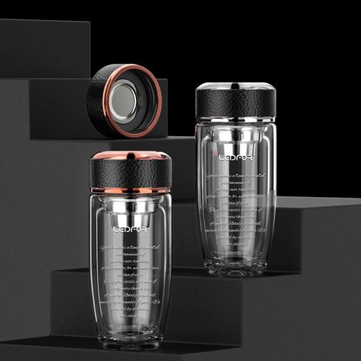 雷德夫双层玻璃杯男士 保温高档商务杯子办公室 水杯透明车载茶杯 滤茶器 防烫手 水杯 商品图4