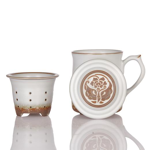 【高杯】活瓷 浪纹三件杯（带茶漏）360ml油脂釉 商品图2