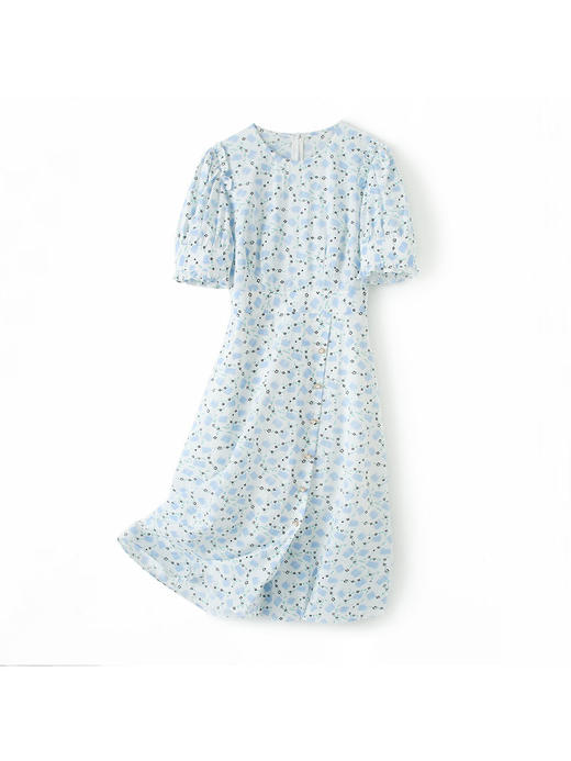 HeyDress法式复古碎花裙连衣裙女夏季新款收腰显瘦长裙木耳边薄款纯棉裙子 商品图4