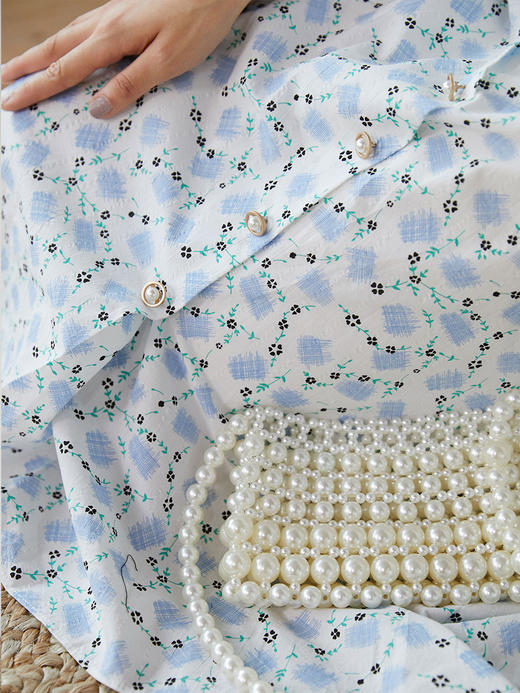 HeyDress法式复古碎花裙连衣裙女夏季新款收腰显瘦长裙木耳边薄款纯棉裙子 商品图3