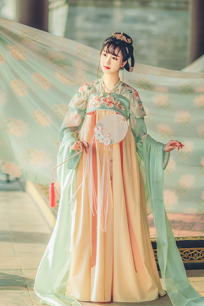 汉尚华莲时锦改良汉服女原创齐胸衫裙春夏