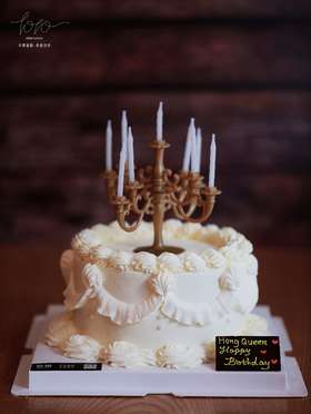 「纯白·复古烛台蜡烛」100%动物奶油（附图6寸·提前8小时预订）