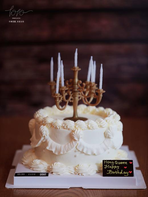 「纯白·复古烛台蜡烛」100%动物奶油（附图6寸·提前8小时预订） 商品图0