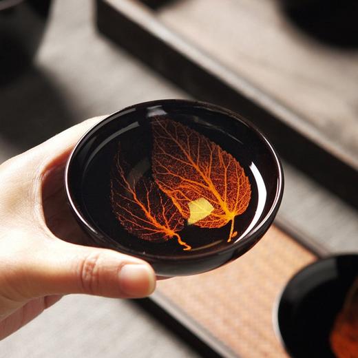 曾平木叶盏精品单杯（A级 出口品级）吉州窑A级木叶天目盏名家曾平手作 全手工天然玳瑁杯附证书 精致 主人杯 茶杯 茶道 商品图4