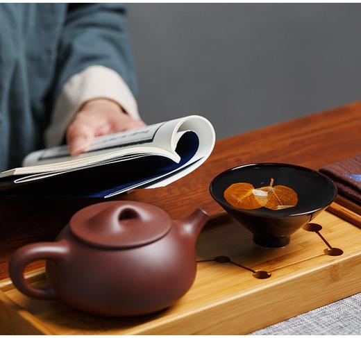 曾平木叶盏精品单杯（A级 出口品级）吉州窑A级木叶天目盏名家曾平手作 全手工天然玳瑁杯附证书 精致 主人杯 茶杯 茶道 商品图5