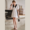 欧芮儿白色连衣裙2021新夏收腰显瘦时尚娃娃领撞色设计感优雅短裙 商品缩略图0