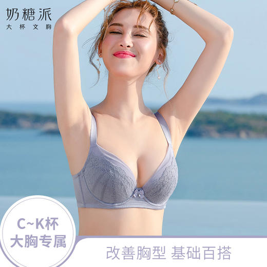奶糖派大杯文胸邂逅分胸型舒适上托防下垂大罩杯薄透气大胸内衣女 商品图0