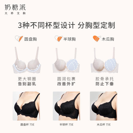 【积分兑换】奶糖派大杯文胸告白分胸型秋冬撞色蕾丝防下垂大罩杯承托大胸内衣蓝莓司康 商品图2