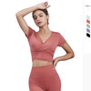 《5送2 10送5》哈瓦塔 瑜伽无尺码夏季裸感高弹运动上衣一码通短袖带胸垫 商品缩略图11