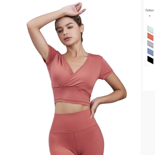 《5送2 10送5》哈瓦塔 瑜伽无尺码夏季裸感高弹运动上衣一码通短袖带胸垫 商品图11