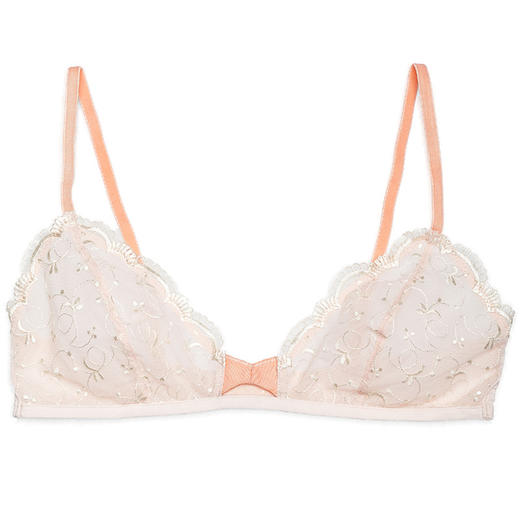 FREELASS弗利少女桔粉色刺绣小胸内衣法式超薄无钢圈平胸文胸 商品图3