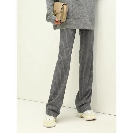 COCOBELLA双面色织竖条纹保暖羊毛休闲裤职业通勤宽松直筒裤PT568 商品图0