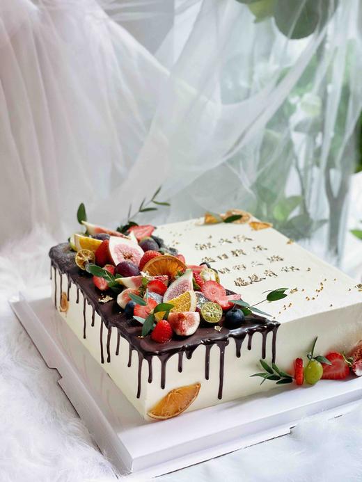 方形蛋糕，公司年会、聚会定制蛋糕，文字自定义，可选水果或鲜花，下单前联系客服 商品图7