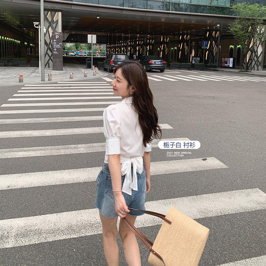 XS码【金蘑菇菇 墨尔本午后】绑带衬衫+半裙组  夏日小资情调 商品图0