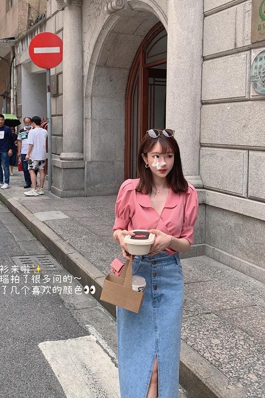 XS码【金蘑菇菇 墨尔本午后】绑带衬衫+半裙组  夏日小资情调 商品图3