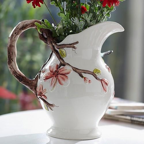 大号花瓶陶瓷装饰水罐现代时尚欧式花插大花瓶鲜花水培国画花鸟 摆件 花器 商品图3