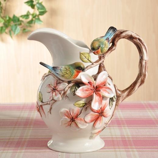 大号花瓶陶瓷装饰水罐现代时尚欧式花插大花瓶鲜花水培国画花鸟 摆件 花器 商品图5