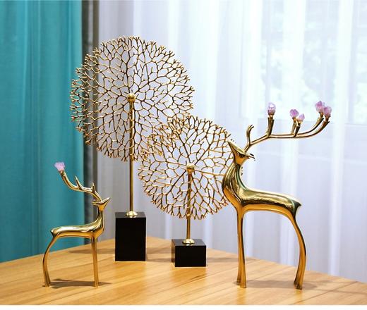 北欧轻奢纯铜梅花鹿摆件家居客厅玄关书房美式桌面酒柜全铜装饰品 纯铜 摆件 时尚 鹿 铜艺 商品图2