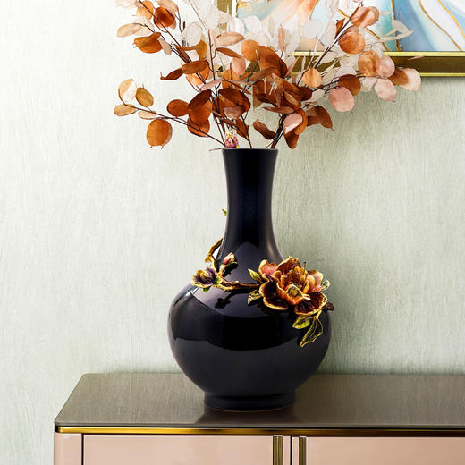 罗比罗丹富贵圆满珐琅彩陶瓷客厅玄关新中式居家装饰插花花瓶摆件 商品图4