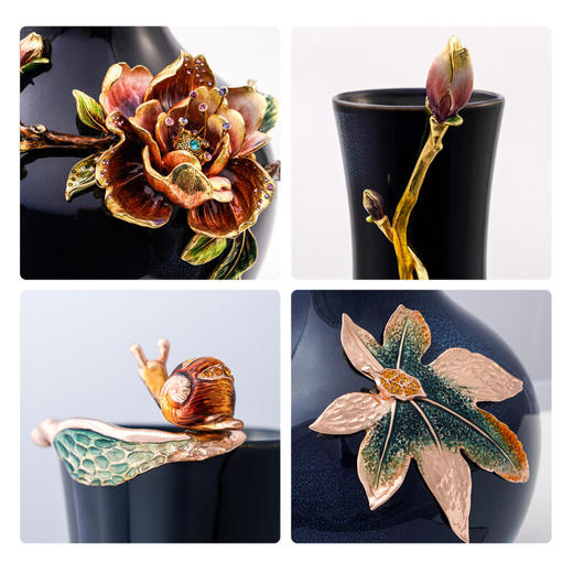 罗比罗丹富贵圆满珐琅彩陶瓷客厅玄关新中式居家装饰插花花瓶摆件 商品图1