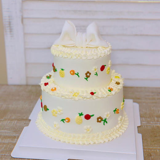 复古小清新蝴蝶结  · 奶油蛋糕[动物性奶油霜抹面] 商品图1