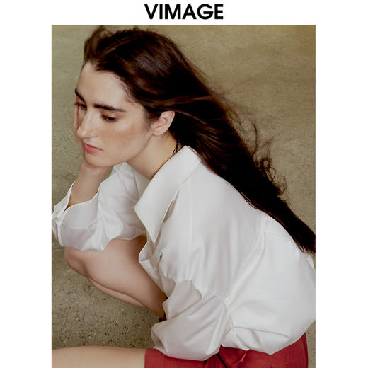 VIMAGE纬漫纪秋冬新款简V领约百搭长袖衬衫衬衣女上衣V1609213 商品图1