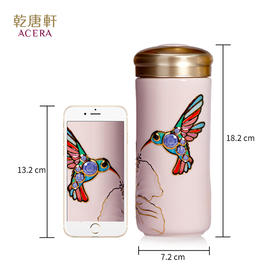 乾唐轩蜂鸟双层随身杯（淡粉色330ML）和谐荷花随身杯(牙白+彩+手工描金)双层大内胆玲珑如意随身杯（无光粉红+彩釉贴花+碧玺釉）双层